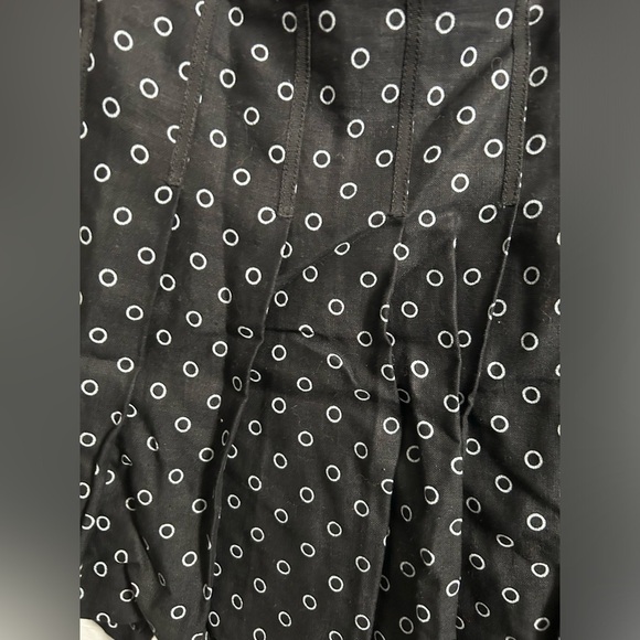 Ralph Lauren Polo Womens Black Blue Pleated Linen Mini Skirt Circle Print Sz 10 - Picture 3 of 5